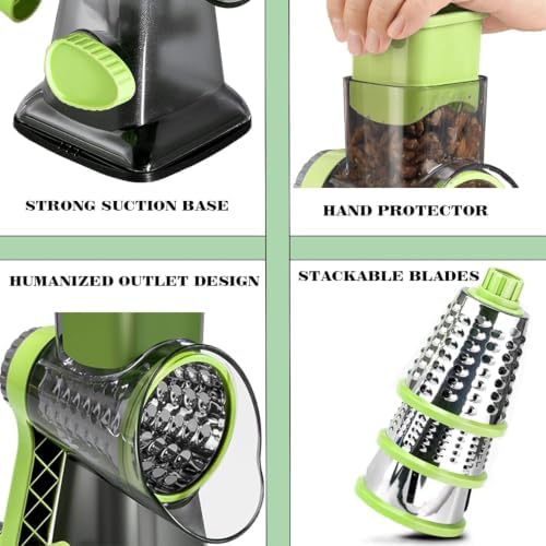 Cheese Grater with Handle,Multifunctional Rotary Cheese Grater