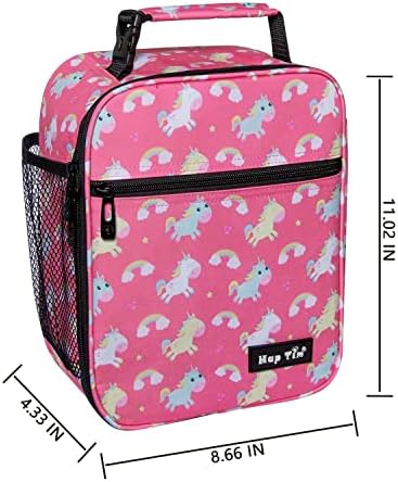 Hap Tim Lunch Box, Insulated Lunch Bags, Soft Mini Cooler Bag for Thermal Meal Tote Kit, Pink Unicorn Rainbow (18654-PKU)