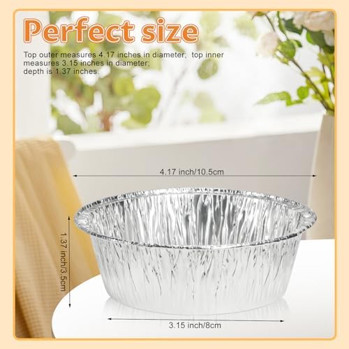 200 Pack 4" Round Tart Pie Foil Pans Disposable Pans Aluminum Foil Tart & Pie Tins Pans for Baking,Cooking,Storage or Reheating