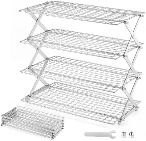 LIANYU 4 Tier Collapsible Cooling Rack, Stainless Steel Baking Rack
