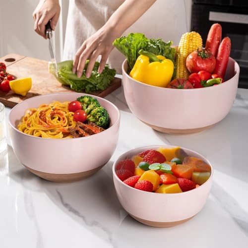 AmorArc Ceramic Mixing Bowls,Stoneware Nesting Bowls Set of 3 for Kitchen