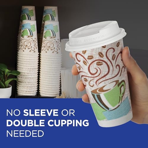 Dixie PerfecTouch 10 oz Paper Coffee Cups By GP PRO, Coffee Haze Design, 1000 Count (50 Disposable Cups Per Sleeve, 20 Sleeves Per Case), 92959