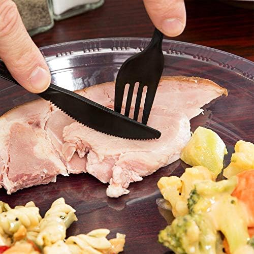 50 Plastic Cutlery Packets - Knife Fork Spoon Napkin Salt Pepper Sets | Black Plastic Silverware Sets Individually Wrapped Cutlery Kits, Bulk Utensil Cutlery Set Disposable To Go Silverware