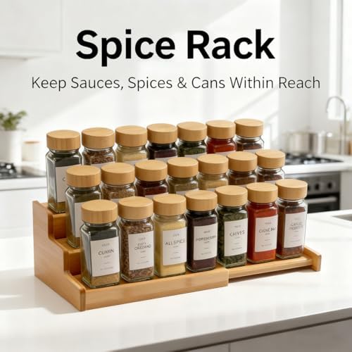 JinDoWin Spice Rack Organizer for Cabinets,Countertop & Pantries