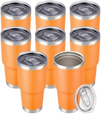 30 oz Tumbler with Lid Stainless Steel Tumblers Bulk, 8 Pack