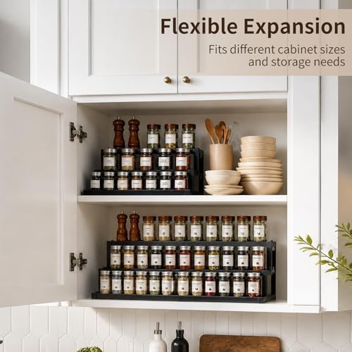 Expandable Spice Rack Organizer for Cabinet, Supports 17.6 lbs Per Tier