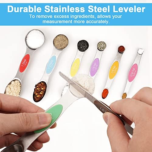 Aovchei 8 pcs Multi-Color Magnetic Measuring Spoons Set