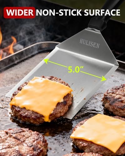 HULISEN Stainless Steel Grill Spatula, 6 x 5 Inch Heavy-Duty Metal Turner