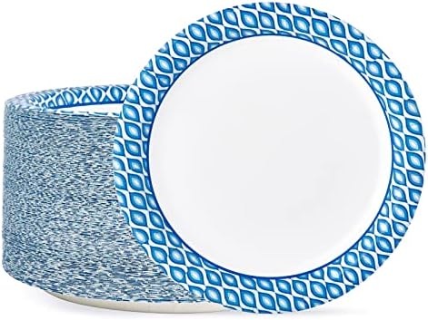 MUCHII Paper Plates 10 Inch, 150 Count Soak and Cut Proof, Blue Large Disposable Plates Bulk for Daily Use, Parties