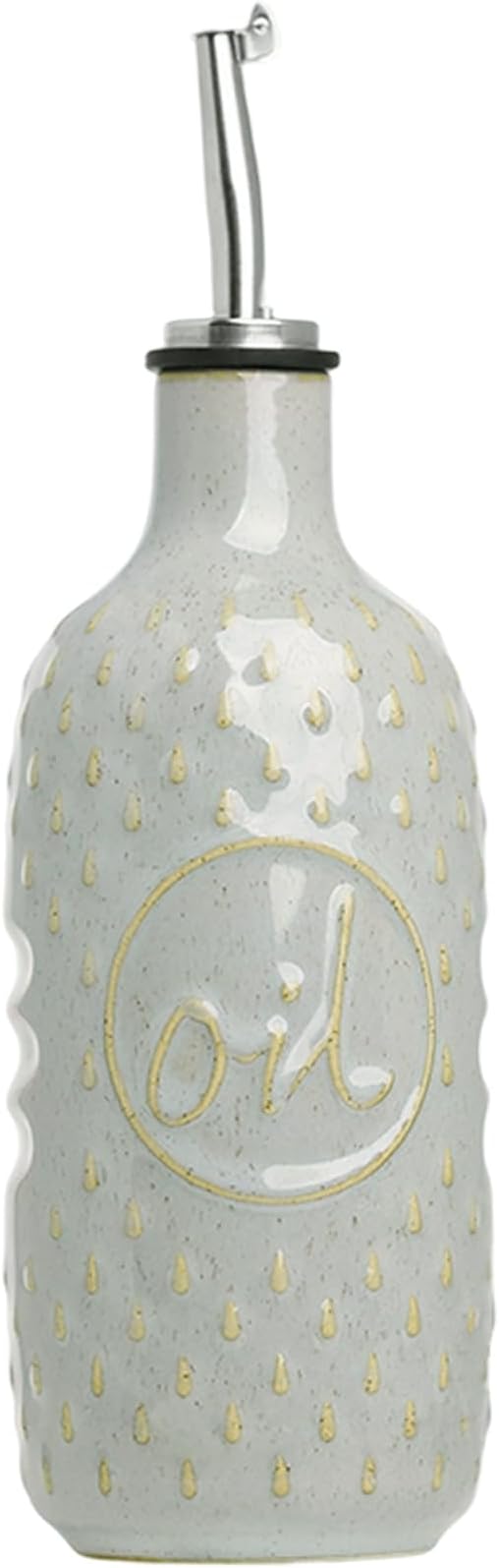 Ceramic Olive Oil Dispenser Bottle,15 Oz Oil Dispenser for Kitchen Counter,Suitable for Storage Oil, Vinegar, Coffee Syrups & Other Liquids (Vintage Grey)