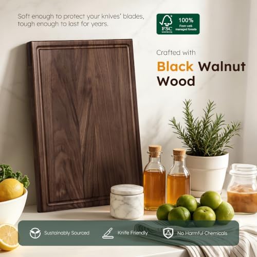 24'' Luxury American Black Walnut Wood Cutting Boards for Kitchen Large
