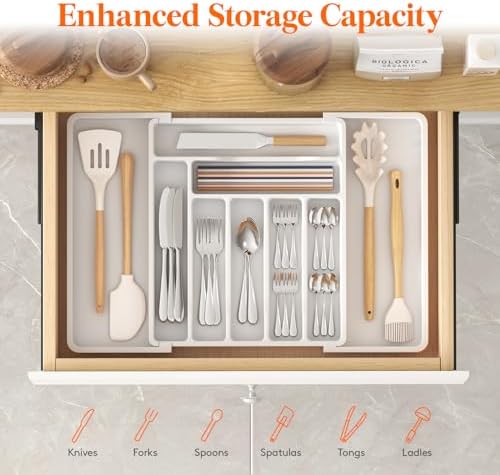 Lifewit Expandable Silverware Drawer Organizer, Kitchen Utensil Tray