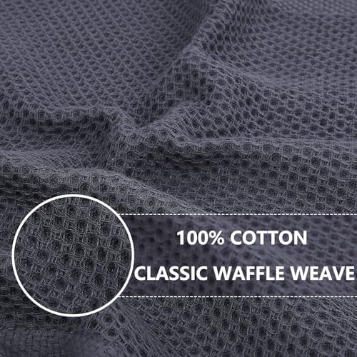 Homaxy 100% Cotton Waffle Weave Kitchen Dish Towels 12-Pack, Dark Grey