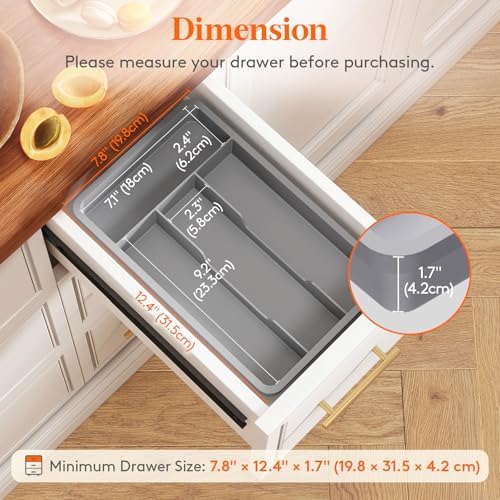Lifewit Silverware Drawer Organizer Tray, Cutlery Storage for Kitchen