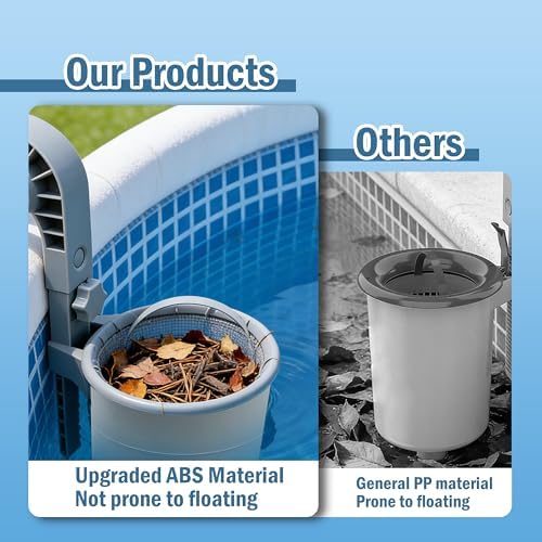 Above Ground Pool Skimmer, Wall Mount Surface Skimmer for Tubular & Inflatable Pools, Adjustable Brackets, Upgraded ABS Float-Resistant Lid, Pool Debris Filter