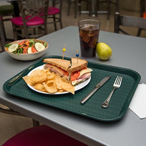 Carlisle FoodService Products Cafe Plastic Fast Food Tray for Cafeteria, 14" x 18", Green (Pack of 2)