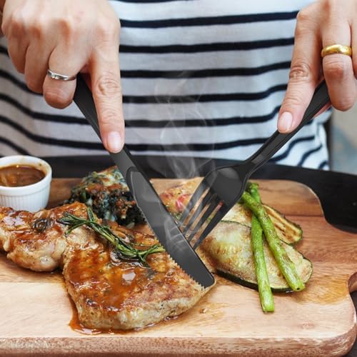 Dealusy 360 Count Extra Heavy Duty Black Plastic Knives Disposable
