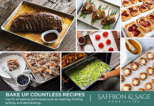 Commercial Quality Cookie Sheet Pan - 2 Pack Aluminum Half Sheet Baking Pan by Saffron & Sage Home Living - This 18x13 Rimmed Baking Sheet Set is Rust & Warp Resistant, Heavy Duty, of Thick Gauge