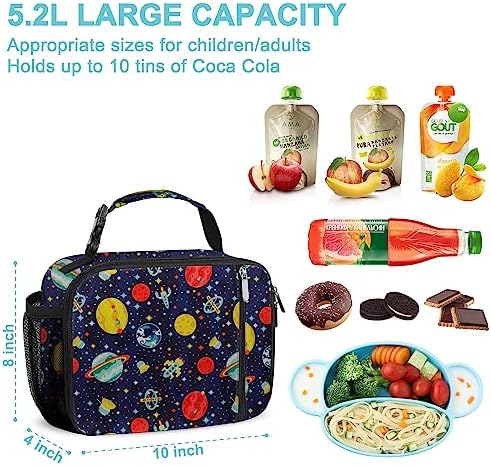 esouler Lunch Box Kids Insulated Lunch Bag for Boys & Girls Durable Children Lunchbox for School with Water Bottle Holder-Space