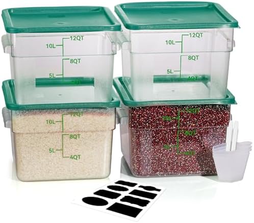 12QT 4PCS NSF Commercial Clear Food Storage Containers with Lids(GREEN)