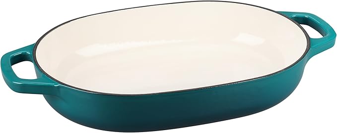 Enameled Cast Iron Oval Dutch Oven Pot with Lid, Dutch Oven for Sourdough Bread Baking, Bread Oven, Bread Dutch Oven, Oval Bread Pan, 7qt, Darkcyan