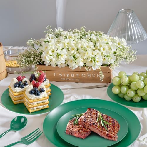 EjonirInjonir 150pcs Heavy Duty Green Disposable Plates for Camping Matte