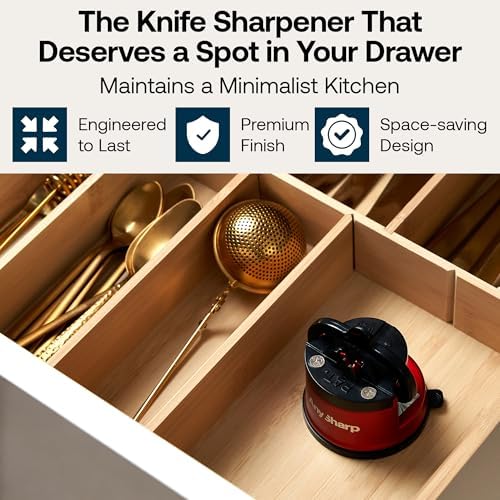 AnySharp – Pro – Easy to Use, Hands Free Knife Sharpener - Matte Red
