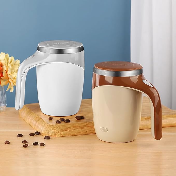 Self Stirring Mug - Rechargeable Automatic Magnetic Electric Coffee Mug, Rotating Cute Mixing Cup Tasse, To Stir Office/Kitchen/Travel/Home Coffee/Tea/Hot Chocolate/Milk-450 ml/15.2 oz(Black)