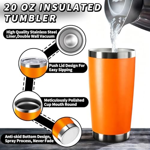 HAOLI 1 Pack 20oz Stainless Steel Tumbler with Lid/Orange