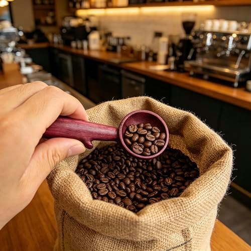 Purpleheart Coffee Scoop,Wooden Coffee Bean Measuring Spoon,5g Capacity,Natural Wood Coffee Scoop for Tea,Sugar & Powder,Rustic Kitchen Gift for Coffee Lovers
