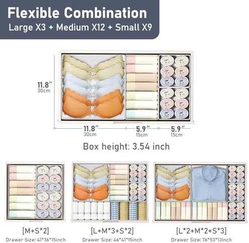 DIMJ Drawer Organizer Clothes, 8 Pack Dresser Organizer, Foldable Closet Organizers and Storage, Fabric Dresser Bins, Drawer Dividers for Nursery, Baby Clothes, Underwears, Sock (white)