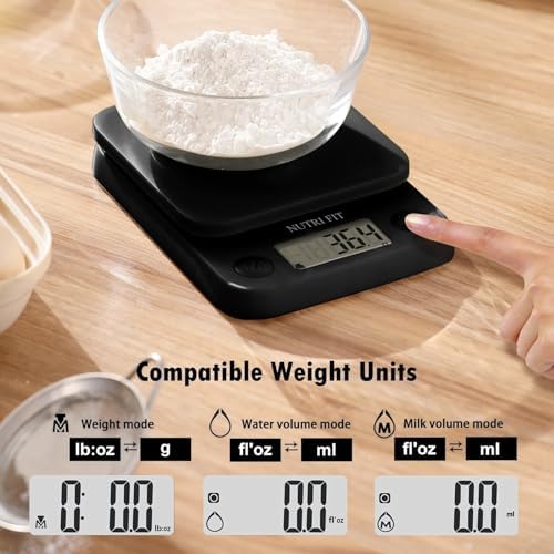 NUTRI FIT Food Scale Small Digital Kitchen Scales Weight Grams Ounces Black
