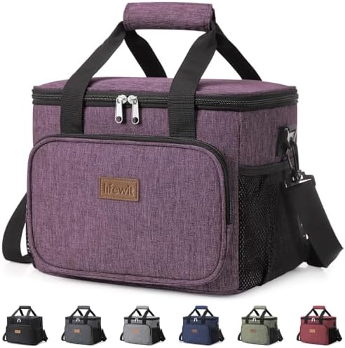 Lifewit Large Lunch Bag, Insulated Lunch Box, Soft Cooler Cooling Tote for Adult Men Women, Purple 24-Can (15L)