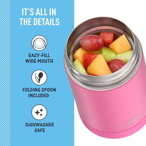 THERMOS FUNTAINER Food Jar with Spoon, 16oz, Neon Pink
