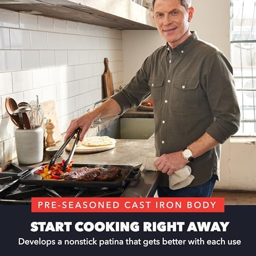 GreenPan x Bobby Flay 16.5 x 9.5 Cast Iron Reversible Double Burner Griddle
