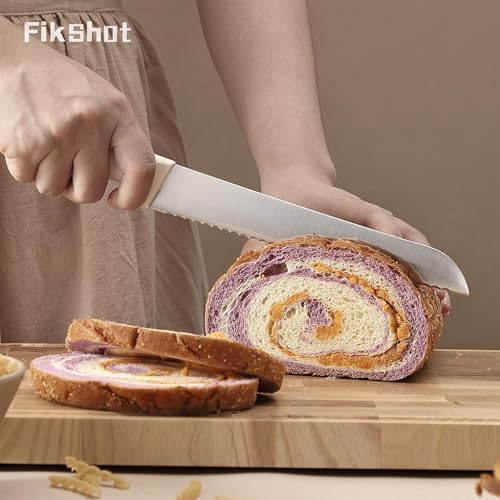FIKSHOT 6-Piece Kitchen Knife Block Set, Apartment Essentials Knives