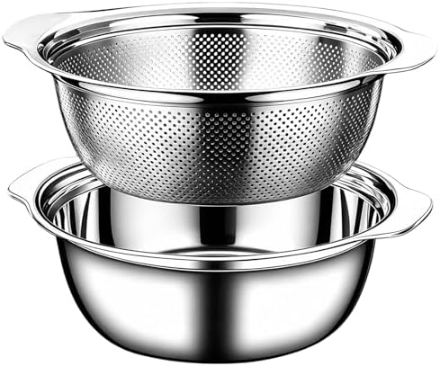 Colander for Kitchen, 1.5 QT Stainless Steel Strainer, Rice Strainer Bowl