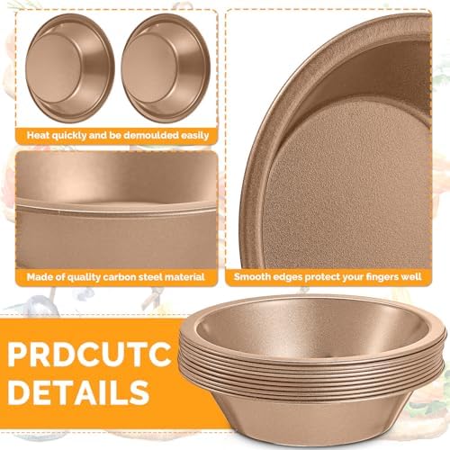 8 Pcs 4 Inch Steel Mini Pie Pans Tins, Champagne
