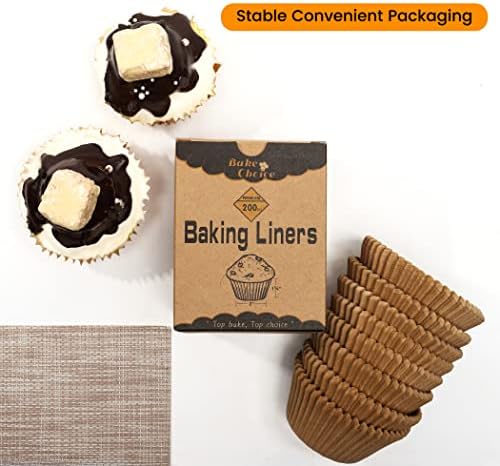 Bake Choice 200pcs Standard Cupcake Liners for Baking, Brown Muffin Liners