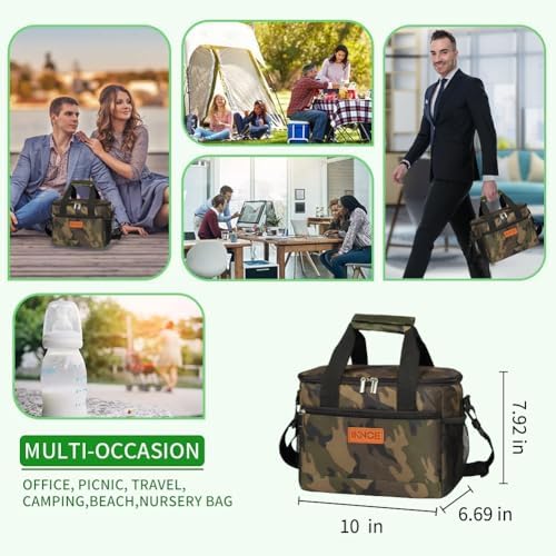 iknoe Insulated Lunch Bag, Foldable 8.5L Cooler Bag for Men & Women, Lunch Box
