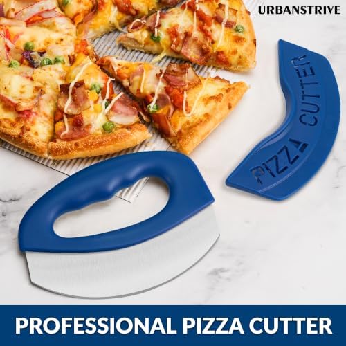 Pizza Cutter with Blade Cover Stainless Steel Upgrade Sharp Blade Dark Blue