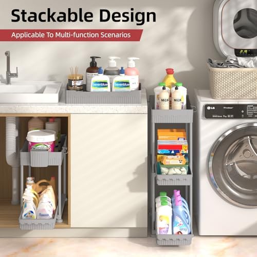 Sevenblue 4-Pack 2-Tier Under Sink Organizer with Pull Out Drawers