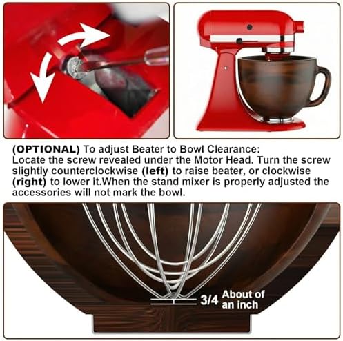 COFUN Premium Wood Mixing Bowl for KitchenAid 4.5-5 Qt Stand Mixers