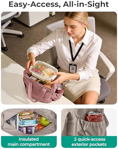 BAGSMART Lunch Bag Men's Small Cool Quilted Insulated Leakproof Lightweight
