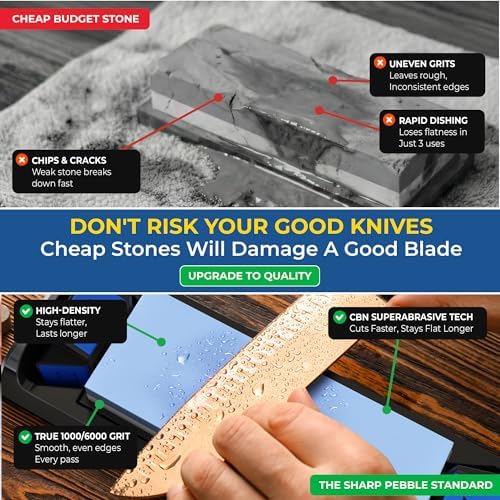 Sharp Pebble Complete Whetstone Knife Sharpening Stone Kit – 1000/6000 Grit
