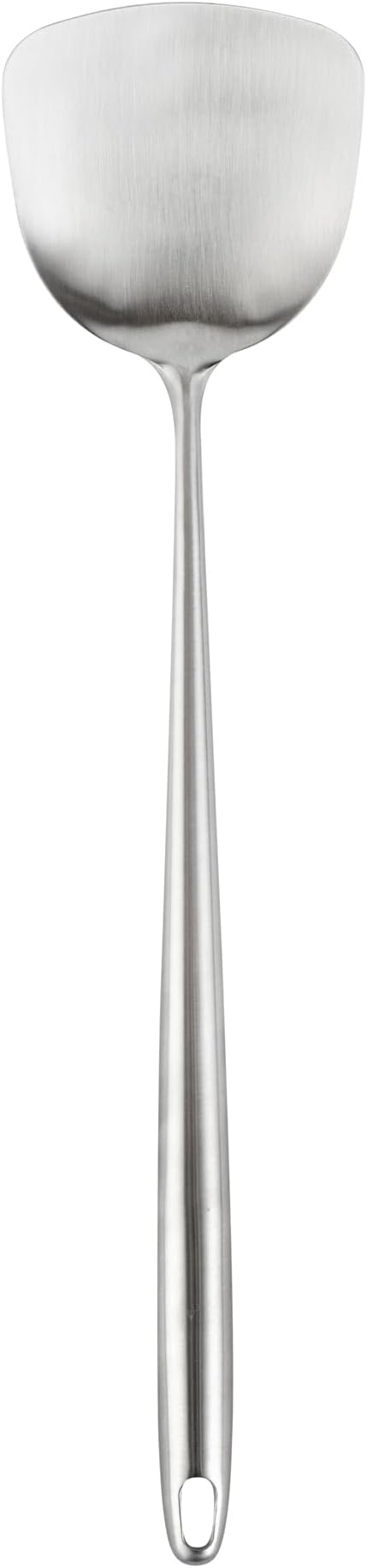 Motomori 17 Inch Wok Spatula, 1 Wide Cooking Turner - Hanging Hole, Extra Long Handle, 304 Stainless Steel Chinese Cooking Spatula, Dishwashable, For Stirring, Flipping, Frying - Restaurantware