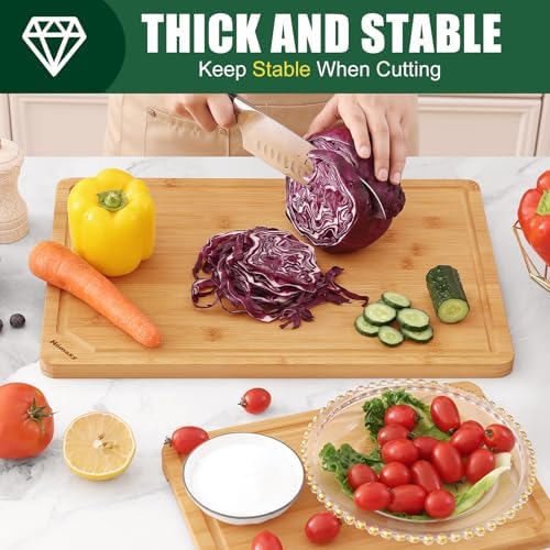 Homaxy Organic Bamboo Cutting Boards Set for Kitchen Set of 2