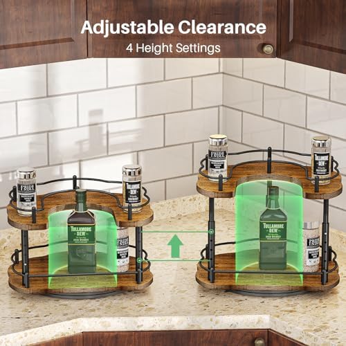 SNTD Lazy Susan Spice Rack Organizer for Cabinet, Wood, Vintage, 12 in