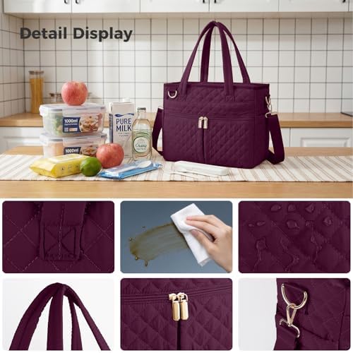Large Lunch Box for Women, Insulated Lunch Bag for Work, Red