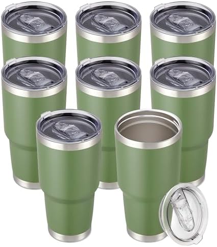 30 oz Tumbler with Lid Stainless Steel Tumblers Bulk, 8 Pack